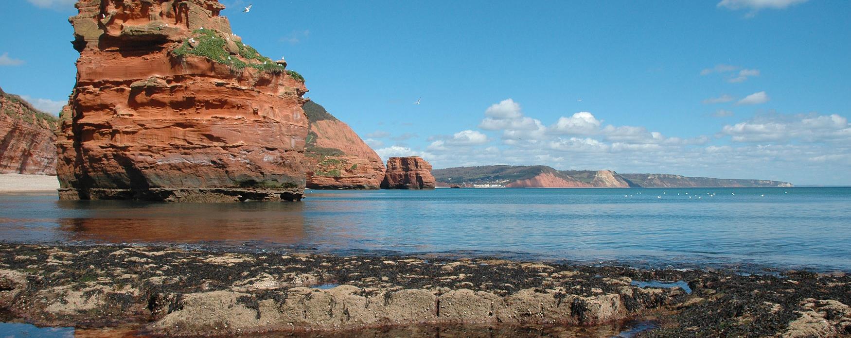 View of the cliffs, beach and sea along the Jurassic Coast